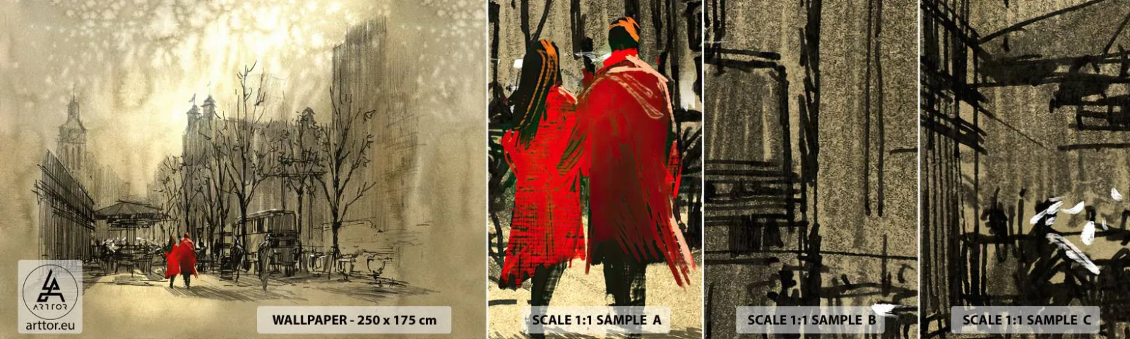 Prøve Fototapet Selvklæbende Deluxe Sticker - En date i London-tågen - By, London, Arkitektur - 100x30 cm