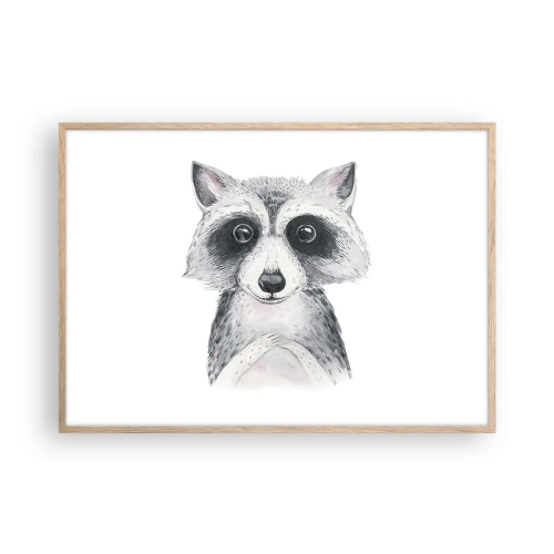 Plakat i ramme af lyst egetræ - Et øjeblik til at trække på skuldrene - 100x70 cm