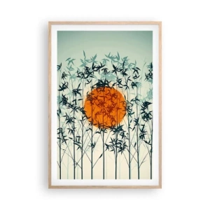 Plakat i ramme af lyst egetræ - Japansk sol - 61x91 cm