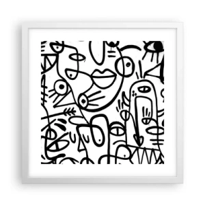 Plakat i hvid ramme - Ansigter og luftspejlinger - 40x40 cm