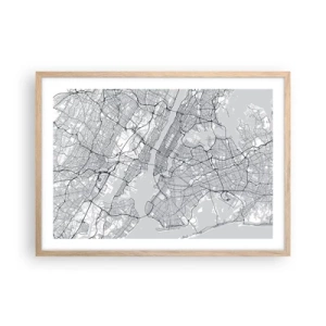 Plakat i ramme af lyst egetræ - Anatomi af en storby - 70x50 cm