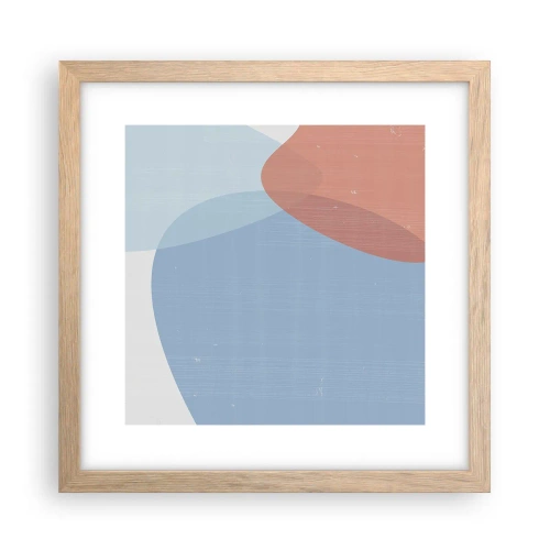 Plakat i ramme af lyst egetræ - Pastelfarvede relationer - 30x30 cm