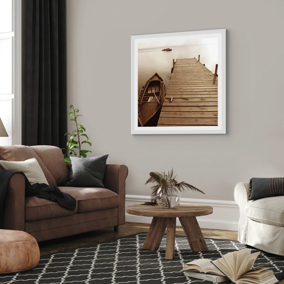 Plakat i hvid ramme - Stor fred - 30x30 cm