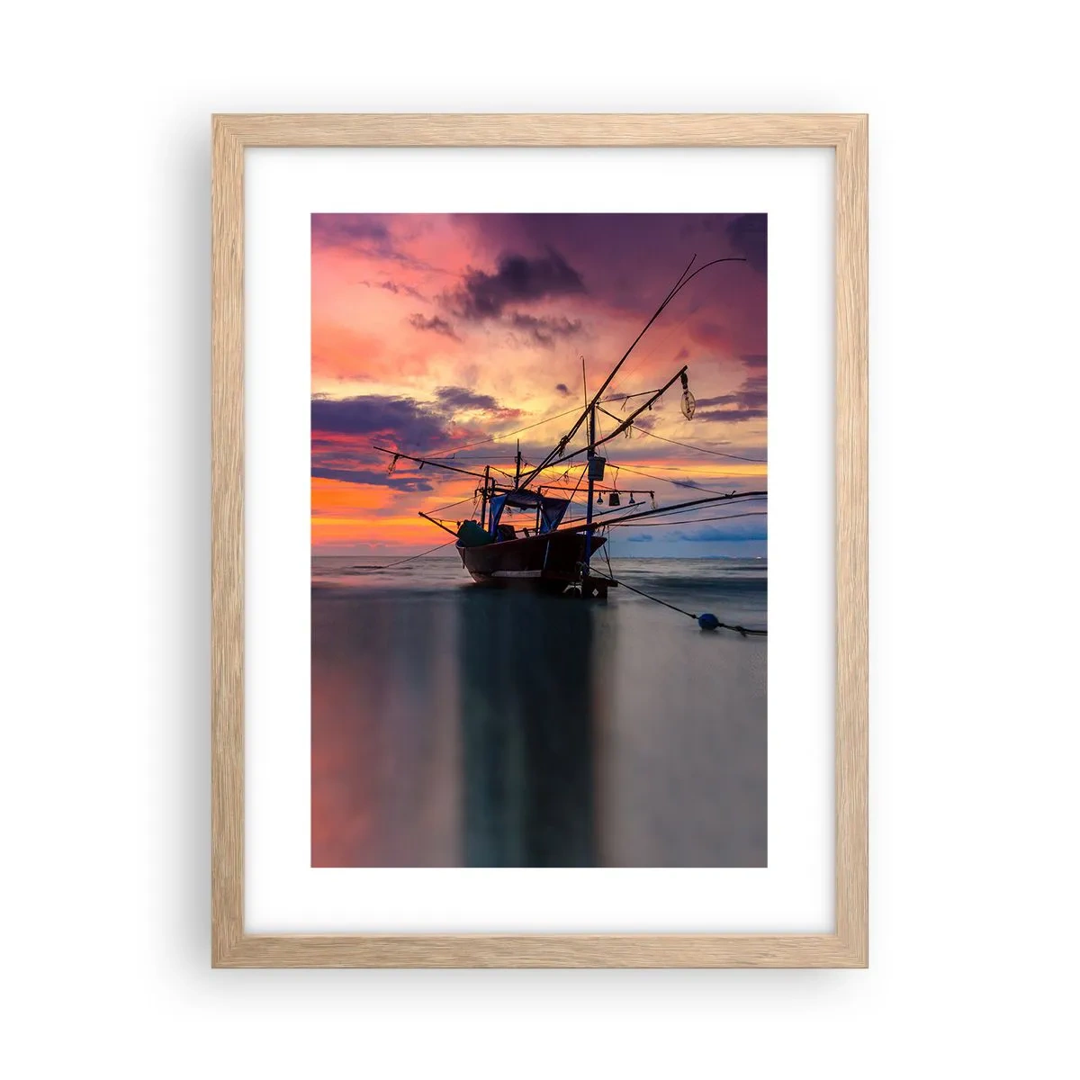 Plakat i ramme af lyst egetræ - En eksotisk aften - 30x40 cm