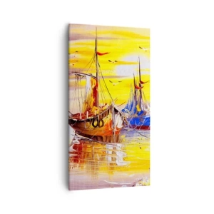 Lærredstryk - Billede på lærred - Et velfortjent hvil i havnen - 55x100 cm