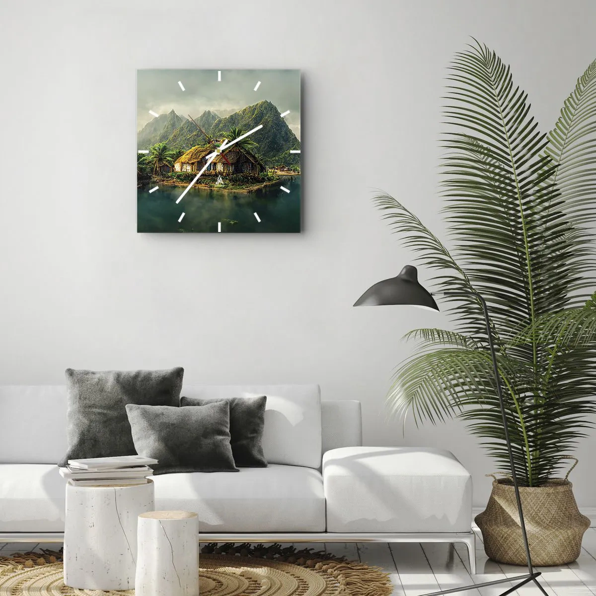 Vægur, Uret - Tropisk paradis - 30x30 cm