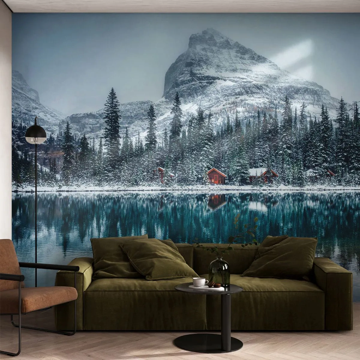 Fototapet Selvklæbende Deluxe Sticker - En canadisk retræte - Landskab, Canada, Vinter - 100x70 cm
