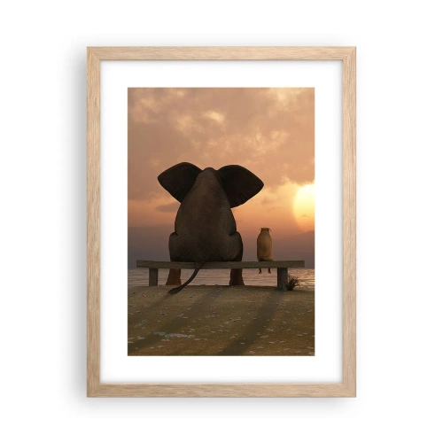 Plakat i ramme af lyst egetræ - Det er godt at være stille sammen - 30x40 cm