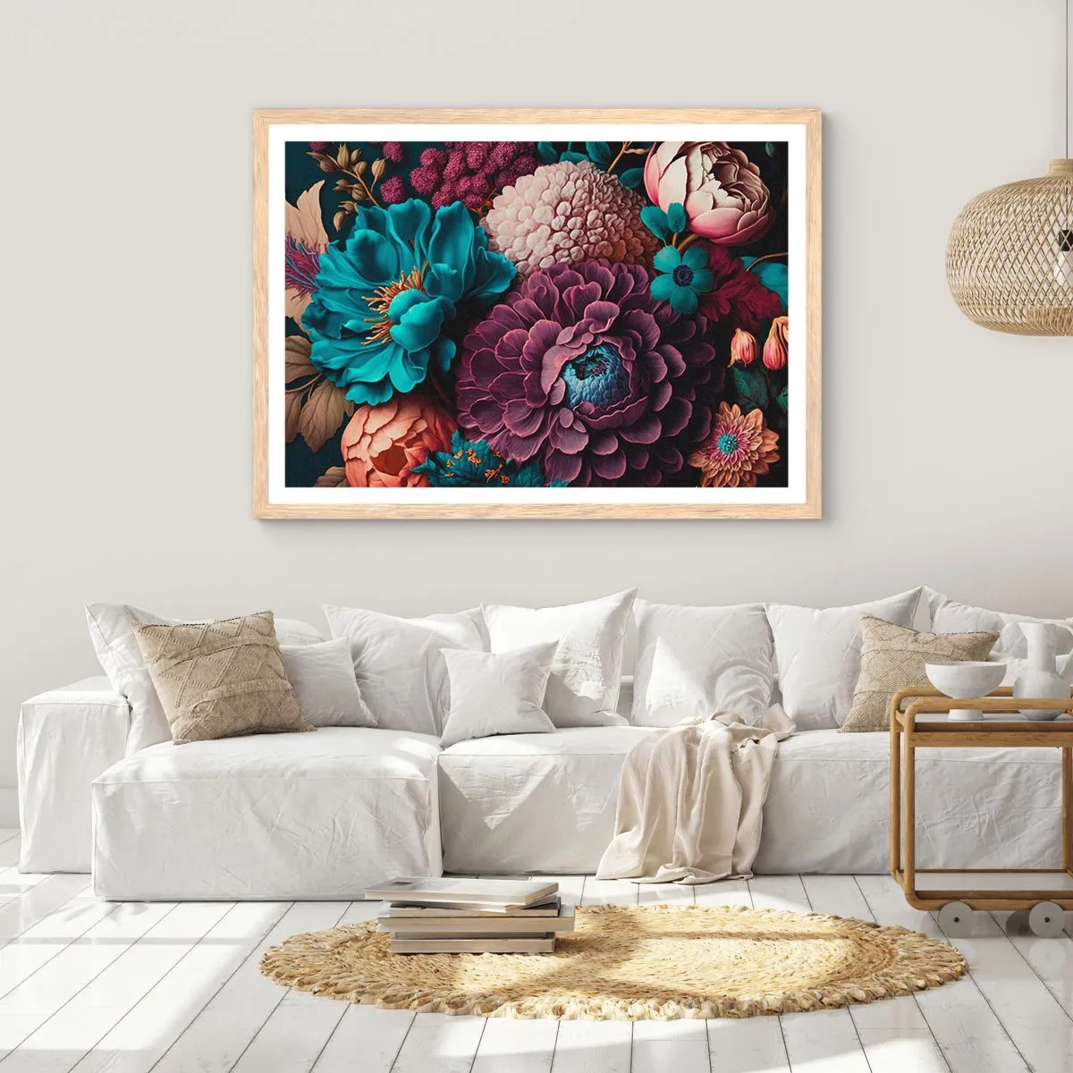 Plakat i ramme af lyst egetræ - Natur i overflod - 100x70 cm