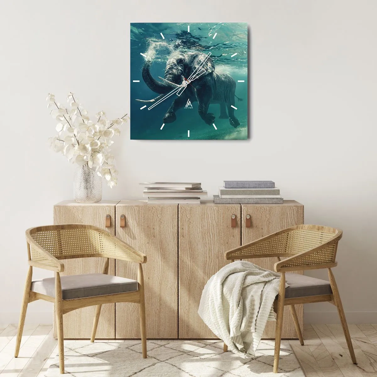 Vægur, Uret - Alle kan lide at svømme - 40x40 cm