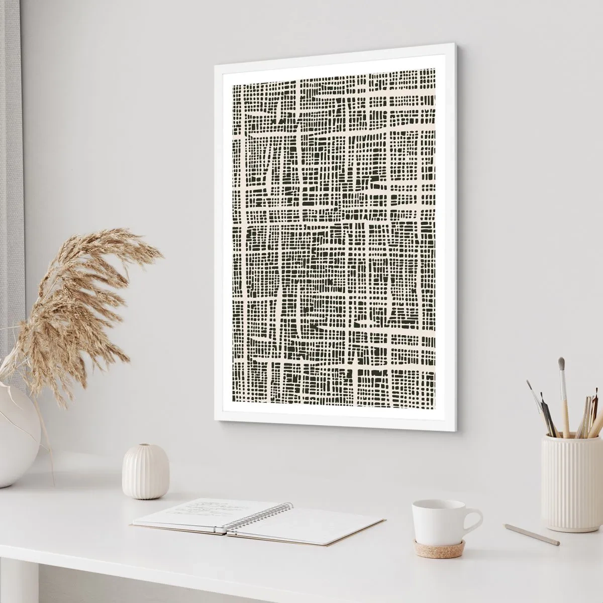 Plakat i hvid ramme - En sammensætning vævet - 40x50 cm