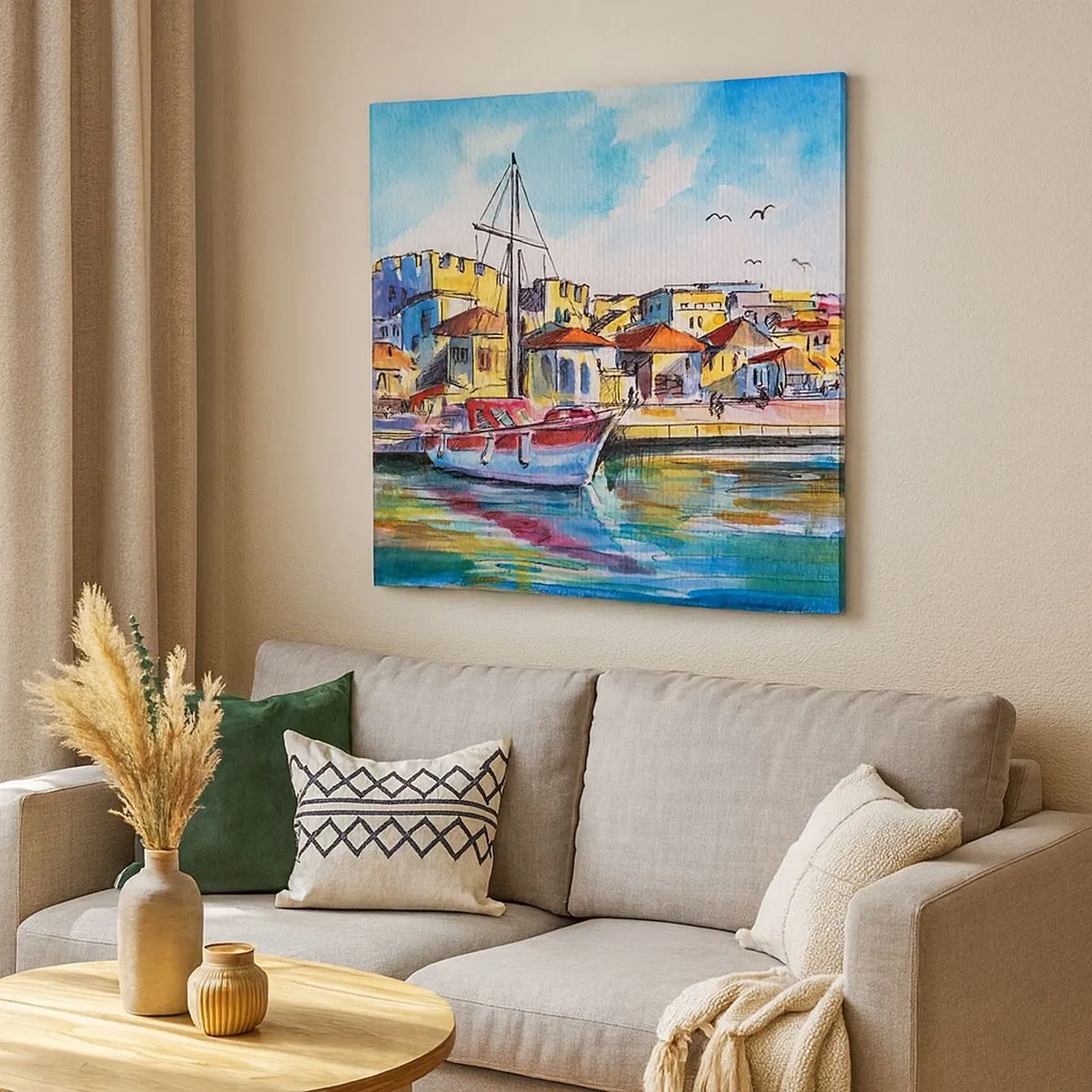 Lærredstryk - Billede på lærred - Regnbue eftermiddag - 30x30 cm