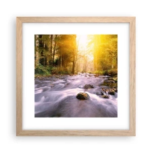 Plakat i ramme af lyst egetræ - Malachit i sølv- og guldfatning - 30x30 cm