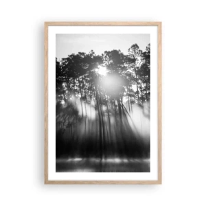 Plakat i ramme af lyst egetræ - Ustoppelig sol - 50x70 cm