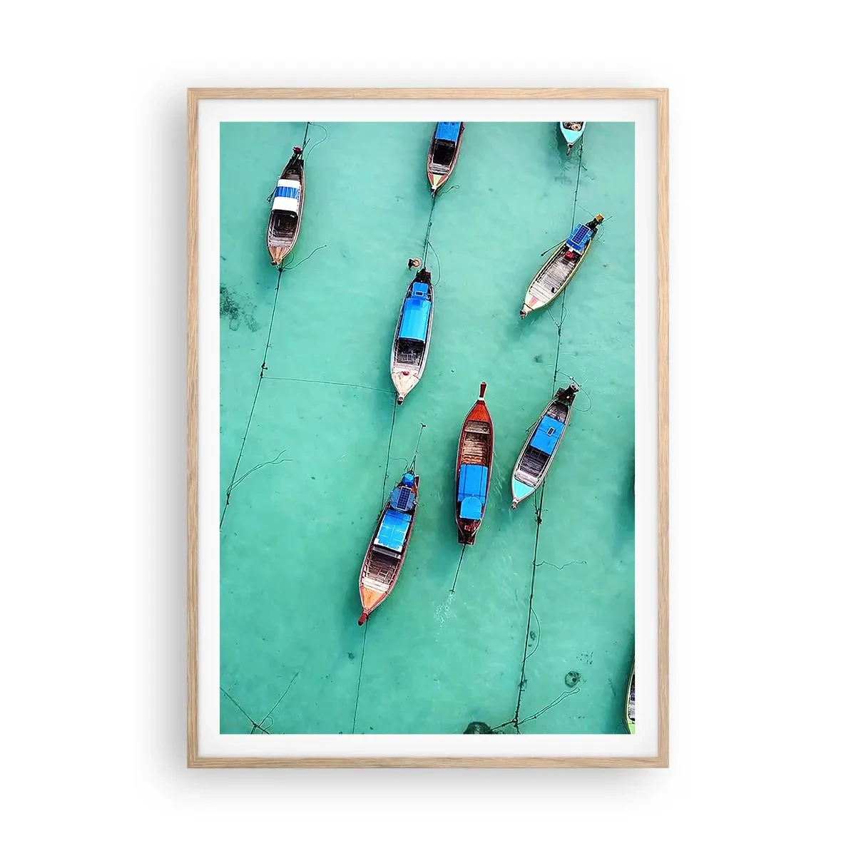 Plakat i ramme af lyst egetræ - I glædelig forventning - 70x100 cm