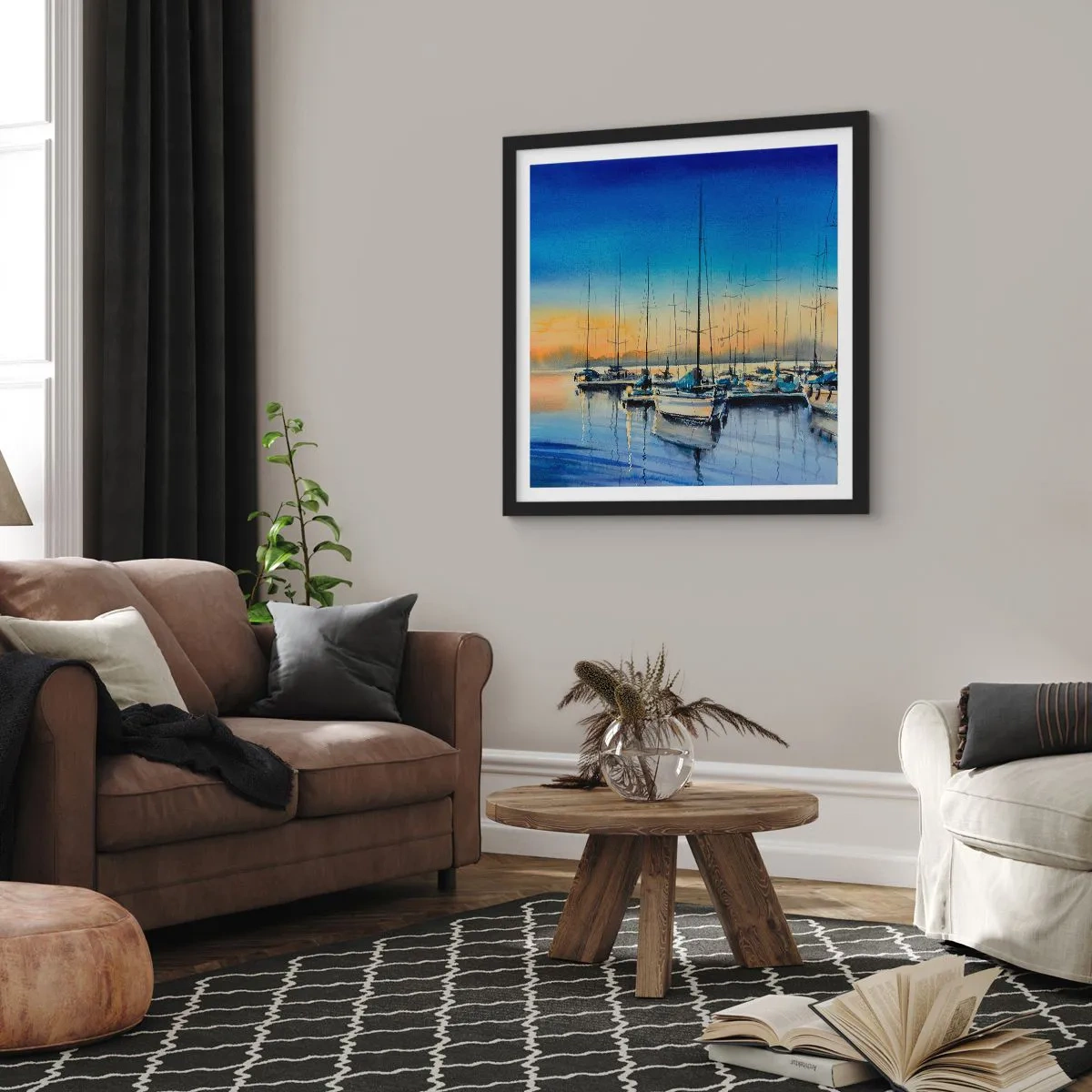 Plakat i sort ramme - Slutningen på en god dag - 40x40 cm