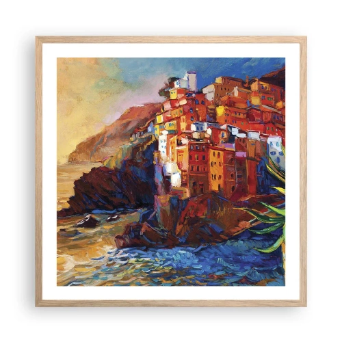 Plakat i ramme af lyst egetræ - Italiensk atmosfære - 60x60 cm