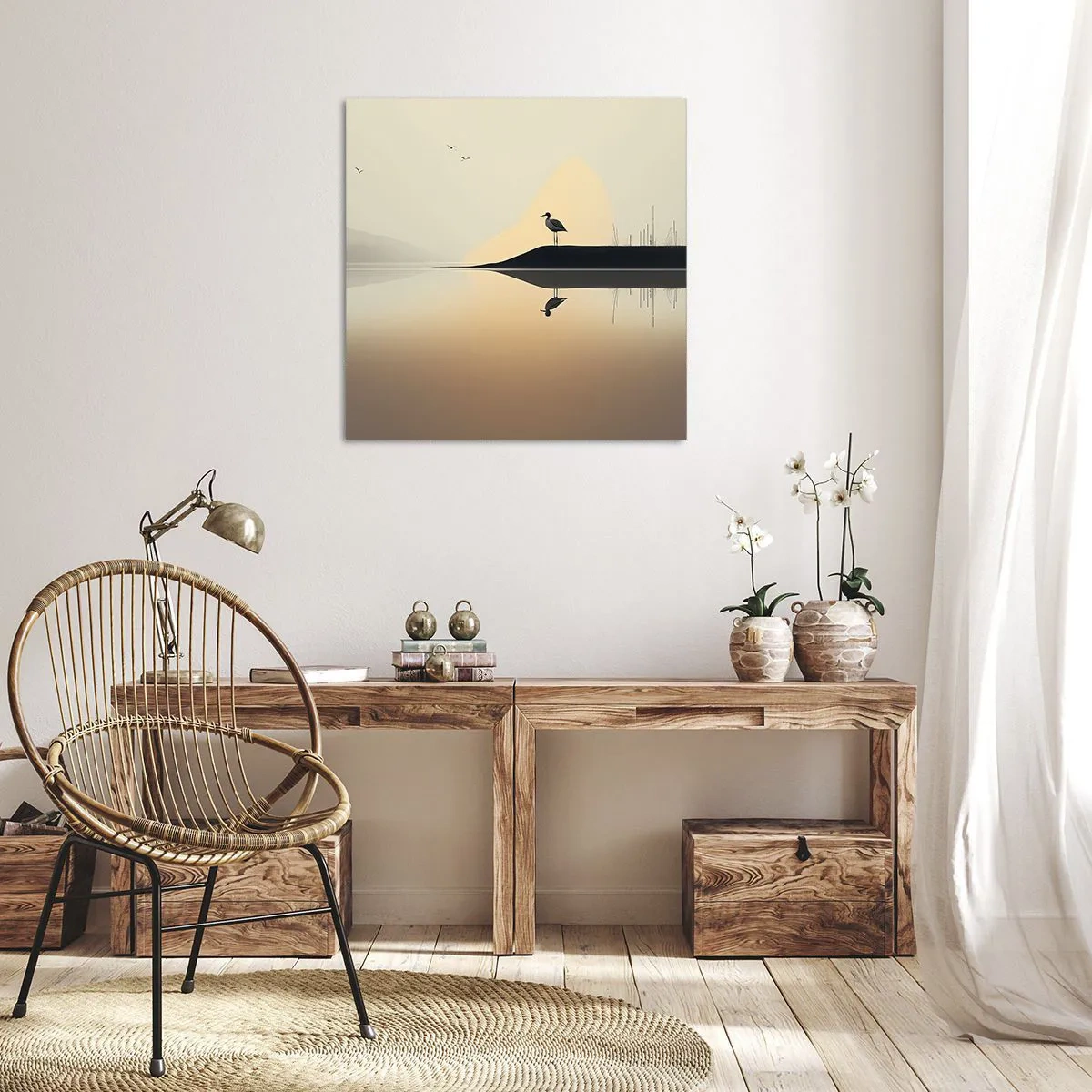 Lærredstryk - Billede på lærred - Herre på søen - 30x30 cm