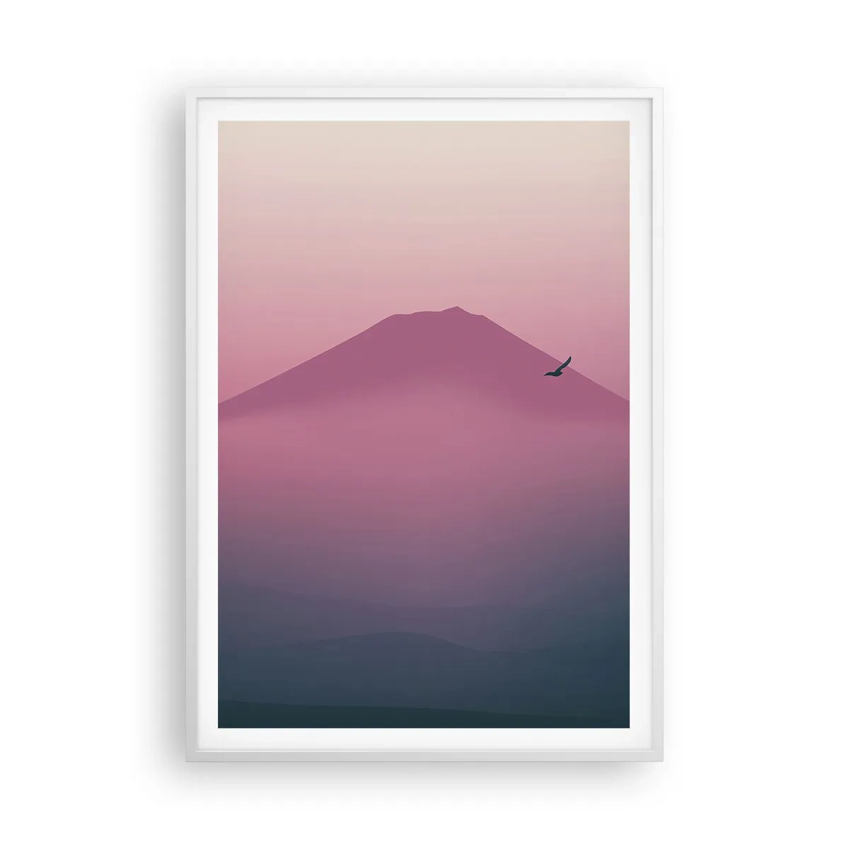 Plakat i hvid ramme - Vandrer over skyerne - 70x100 cm