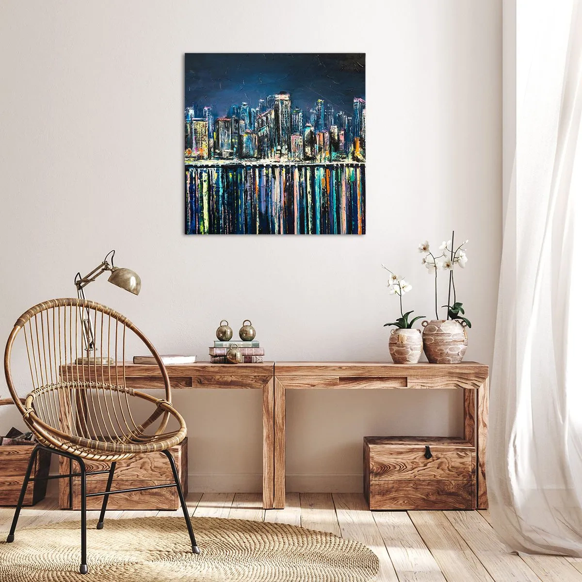 Lærredstryk - Billede på lærred - Kaskade af lys - 50x50 cm