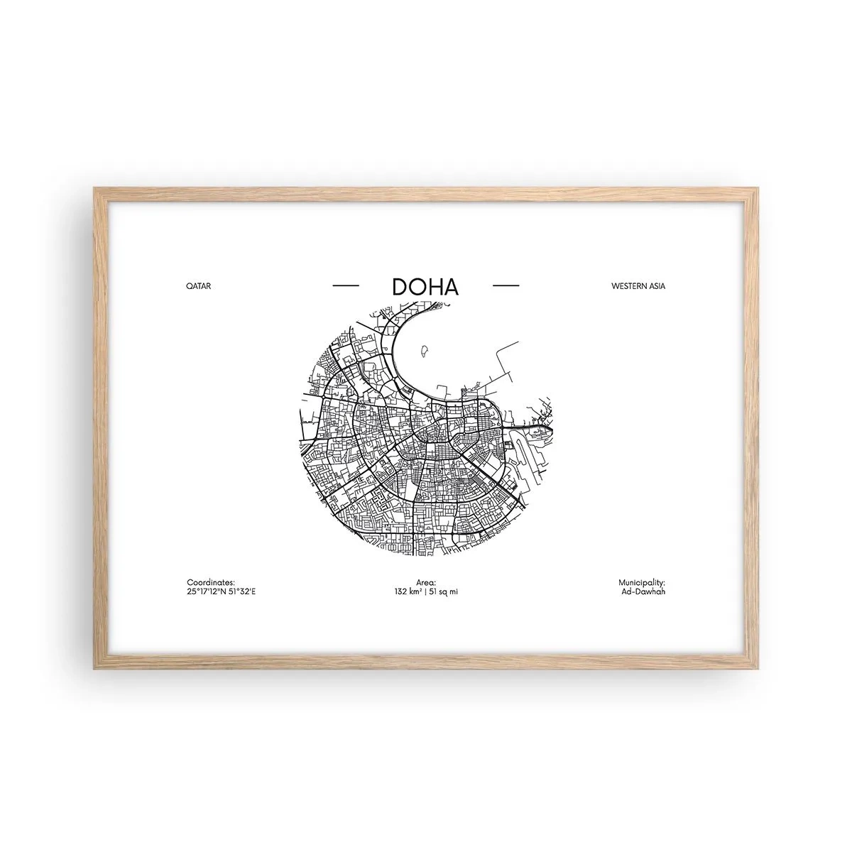 Plakat i ramme af lyst egetræ - Dohas anatomi - 70x50 cm