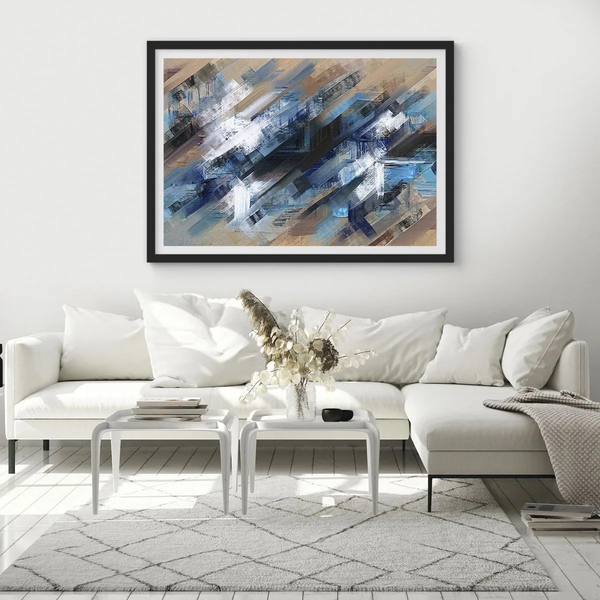 Plakat i sort ramme - På en blå skråning - 40x30 cm