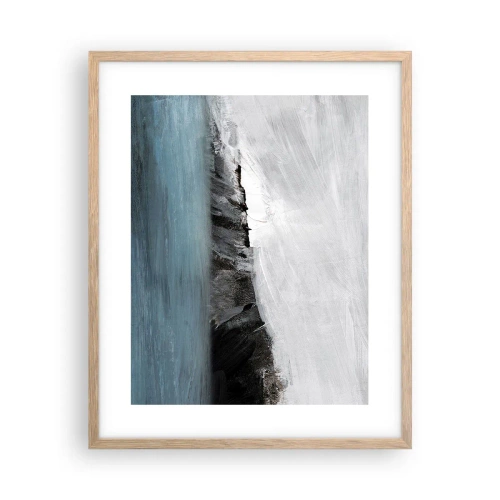 Plakat i ramme af lyst egetræ - Vand - jord: et sammenstød mellem elementerne - 40x50 cm