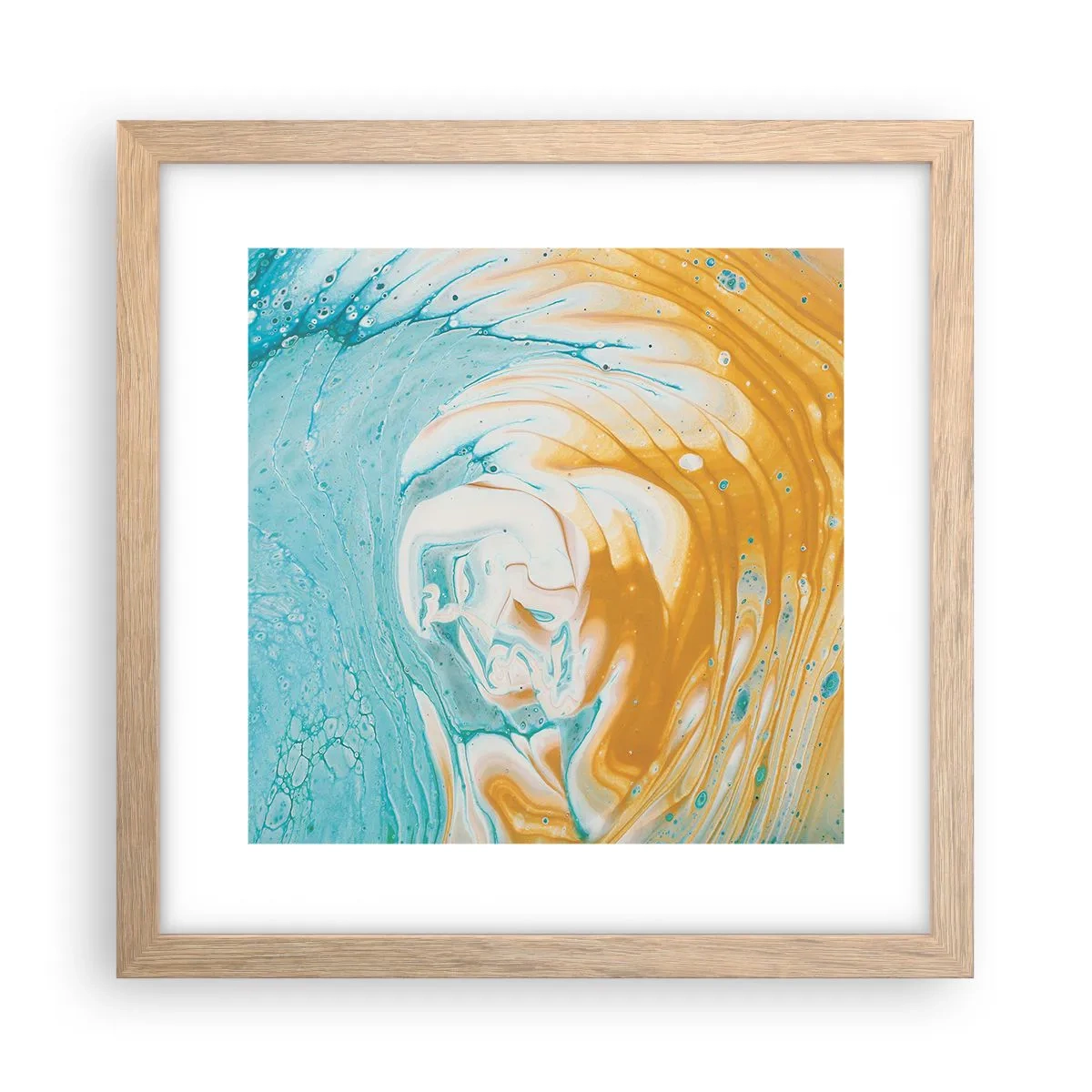 Plakat i ramme af lyst egetræ - Pastel hvirvel - 30x30 cm
