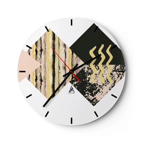Vægur, Uret - Abstrakt motiv med geometriske former og mønstre - 30x30cm - Ikke så simpelt - Moderne vægdekoration til stue, køkken og soveværelse ARTTOR