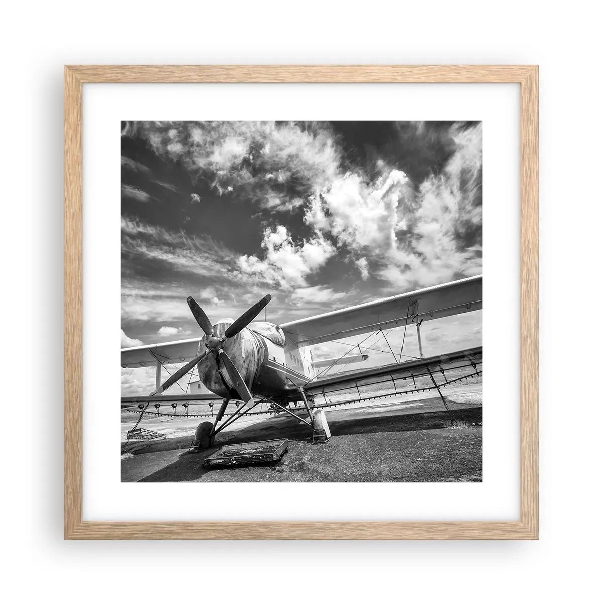 Plakat i ramme af lyst egetræ - Jeg kan ikke vente! - 40x40 cm
