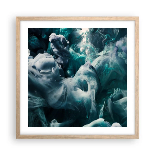 Plakat i ramme af lyst egetræ - Farvebevægelse - 50x50 cm