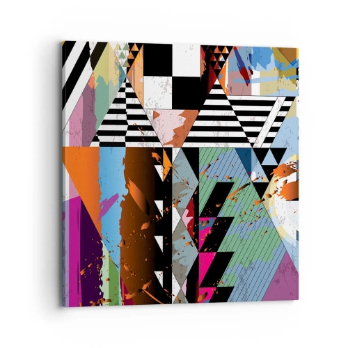 Lærredstryk - Billede på lærred - Geometrisk og organisk - 70x70 cm