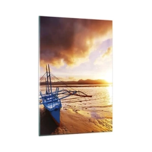 Billede på glas - Efter en lang dag kan du strække dig ud på sandet - 80x120 cm