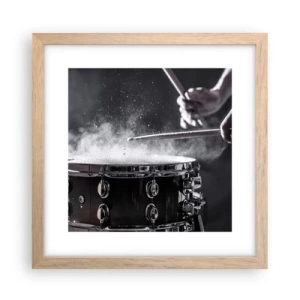 Plakat i ramme af lyst egetræ - Musikkens puls - 30x30 cm