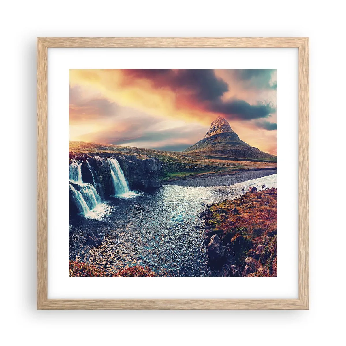 Plakat i ramme af lyst egetræ - I naturens majestæt - 40x40 cm
