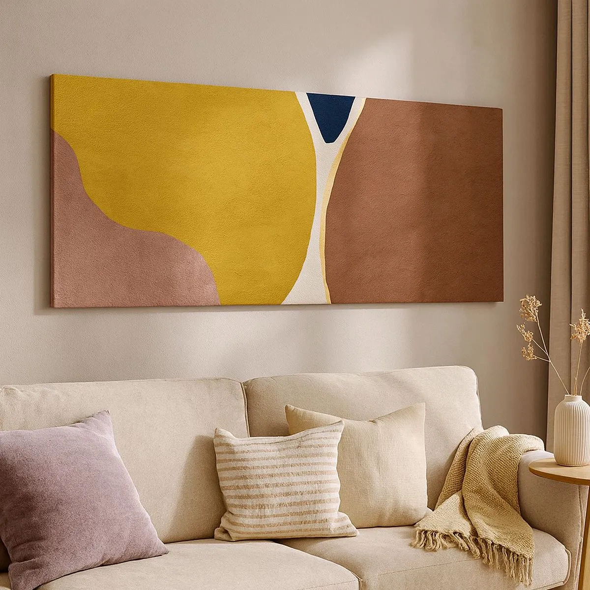 Lærredstryk - Billede på lærred - Abstraktion - et sted i rummet - 100x40 cm