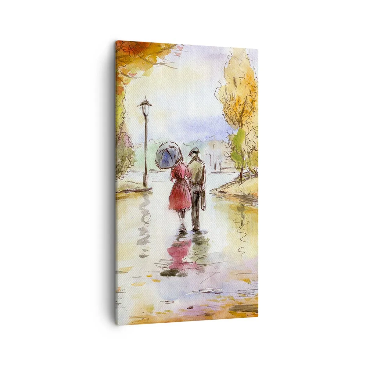 Lærredstryk - Billede på lærred - Romantisk efterår i parken - 45x80 cm