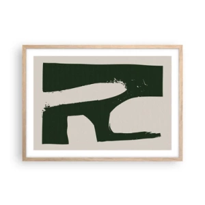 Plakat i ramme af lyst egetræ - Bugter af hvidt - 70x50 cm