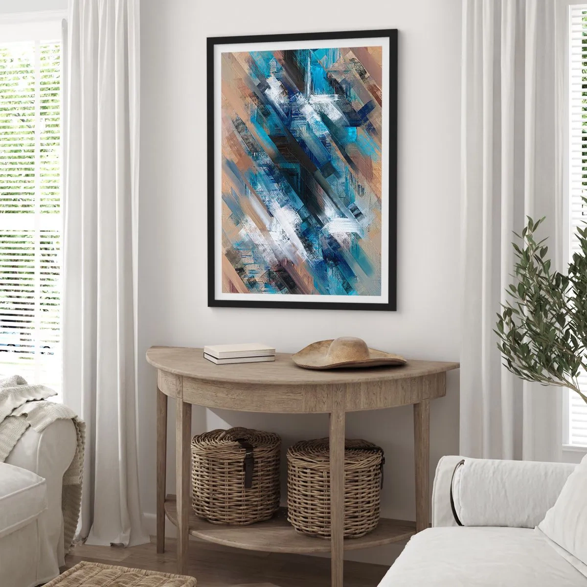 Plakat i sort ramme - På en blå skråning - 40x50 cm