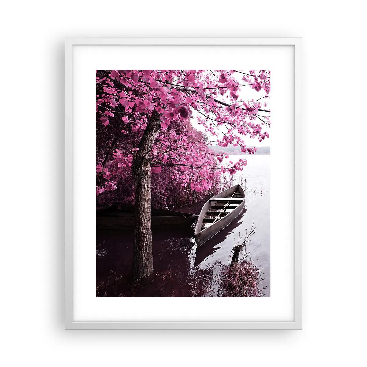 Plakat i hvid ramme - I lyserød stilhed - 40x50 cm