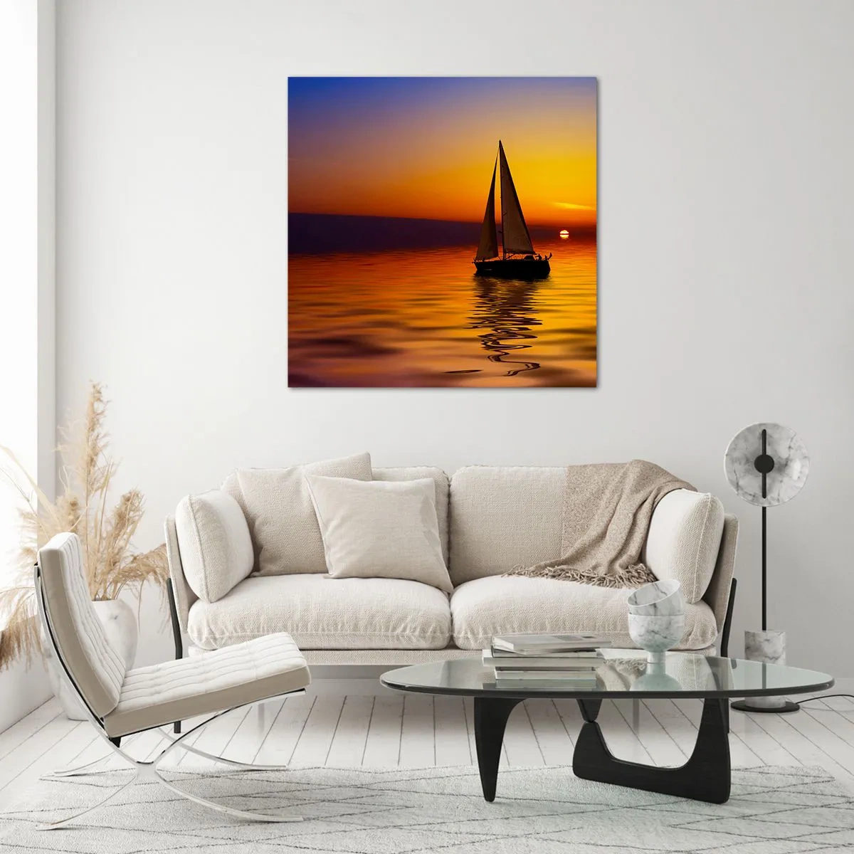 Billede på glas - Hvor er det stille her ved skumringen.... - 30x30 cm