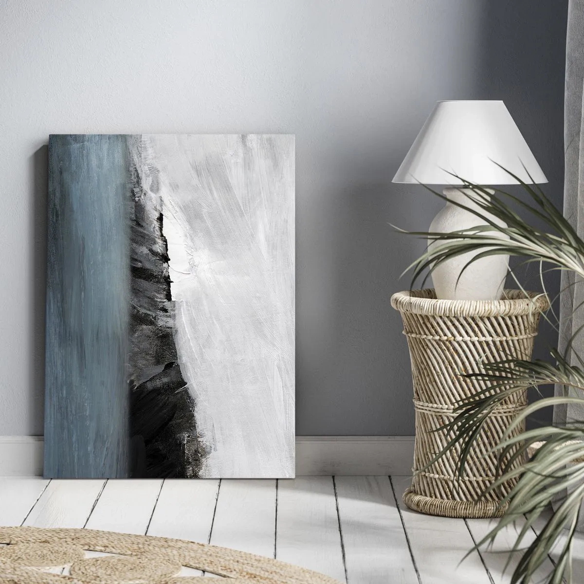 Lærredstryk - Billede på lærred - Vand - jord: et sammenstød mellem elementerne - 45x80 cm