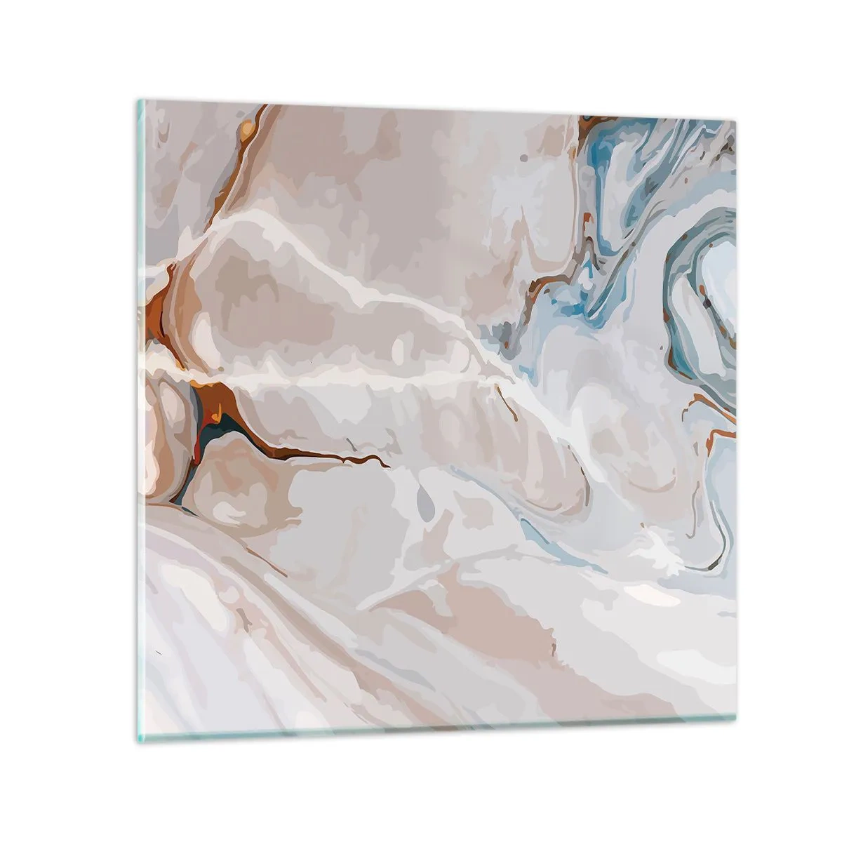 Billede på glas - Blå slynger sig under det hvide - 30x30 cm