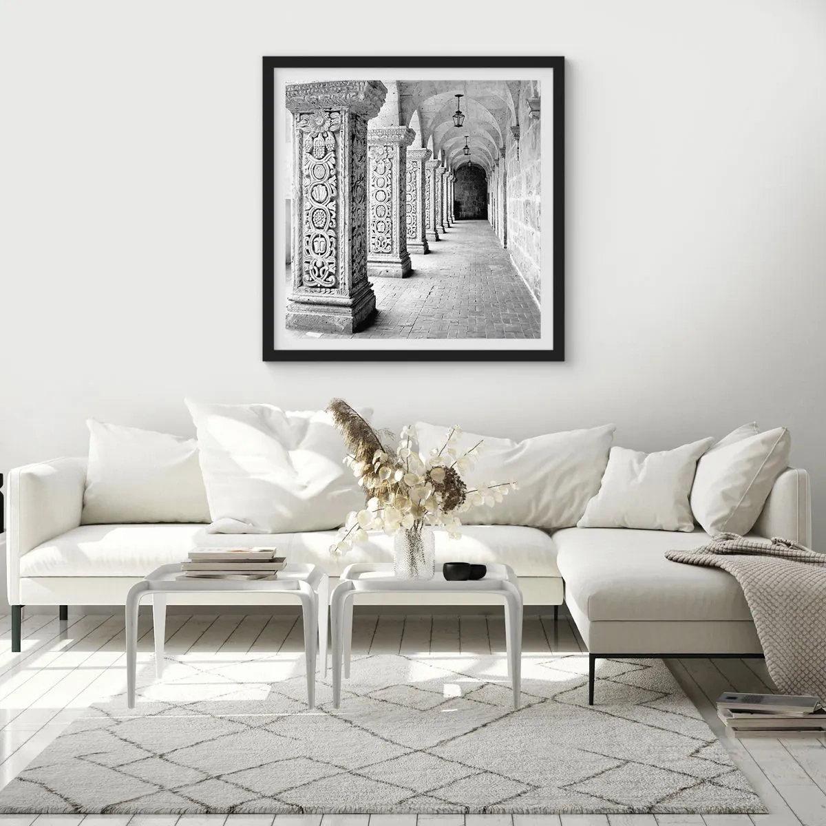 Plakat i sort ramme - Og hvor går det hen...? - 50x50 cm