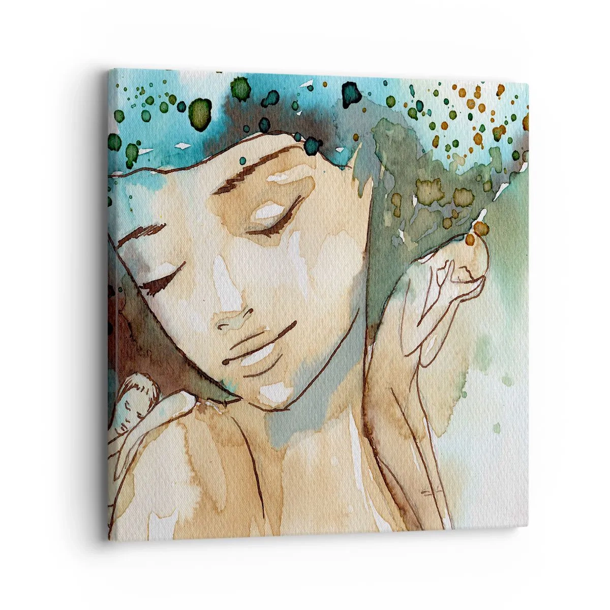 Lærredstryk - Billede på lærred - Lady in blue - 30x30 cm