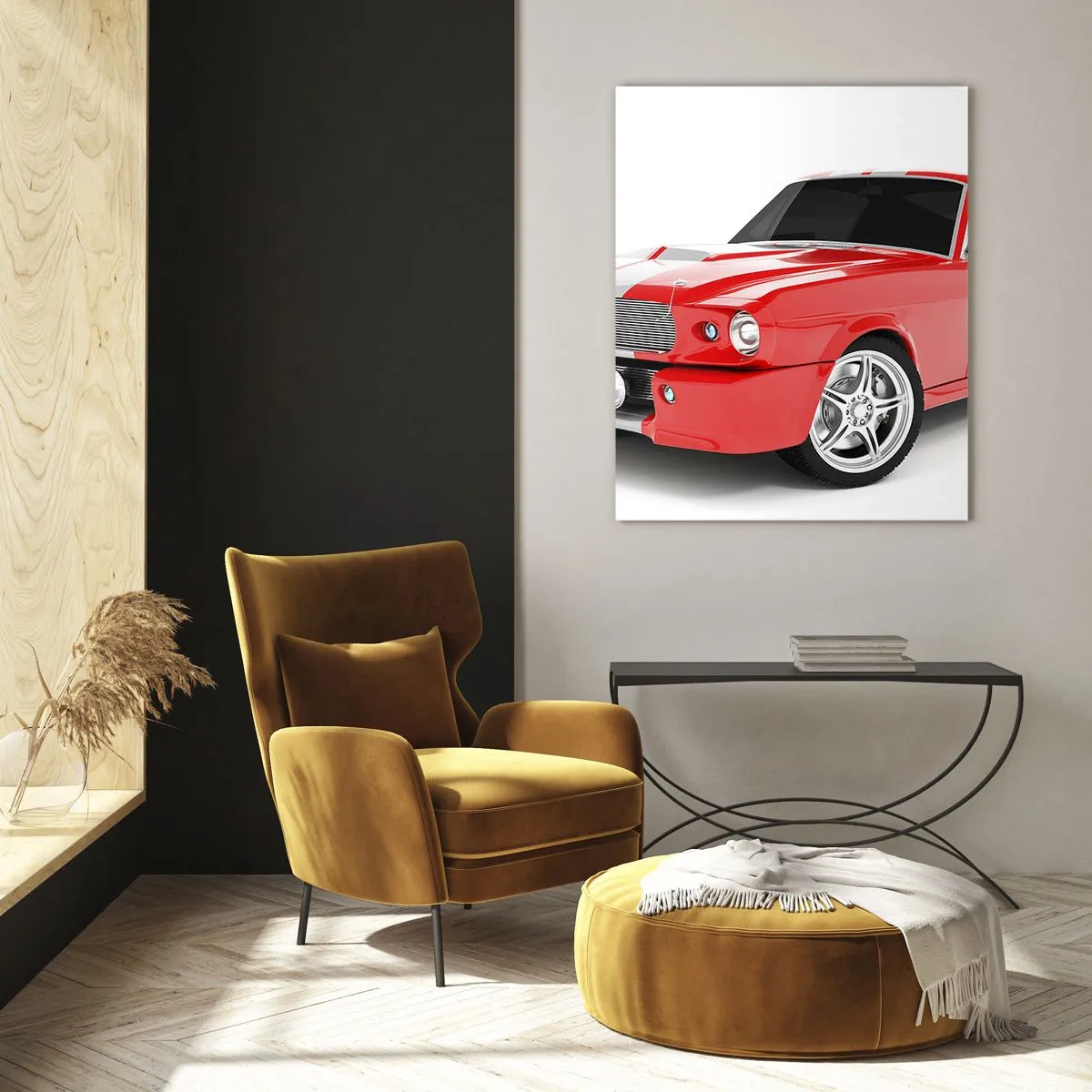 Billede på glas - Mustang så hurtigt som vinden - 80x120 cm