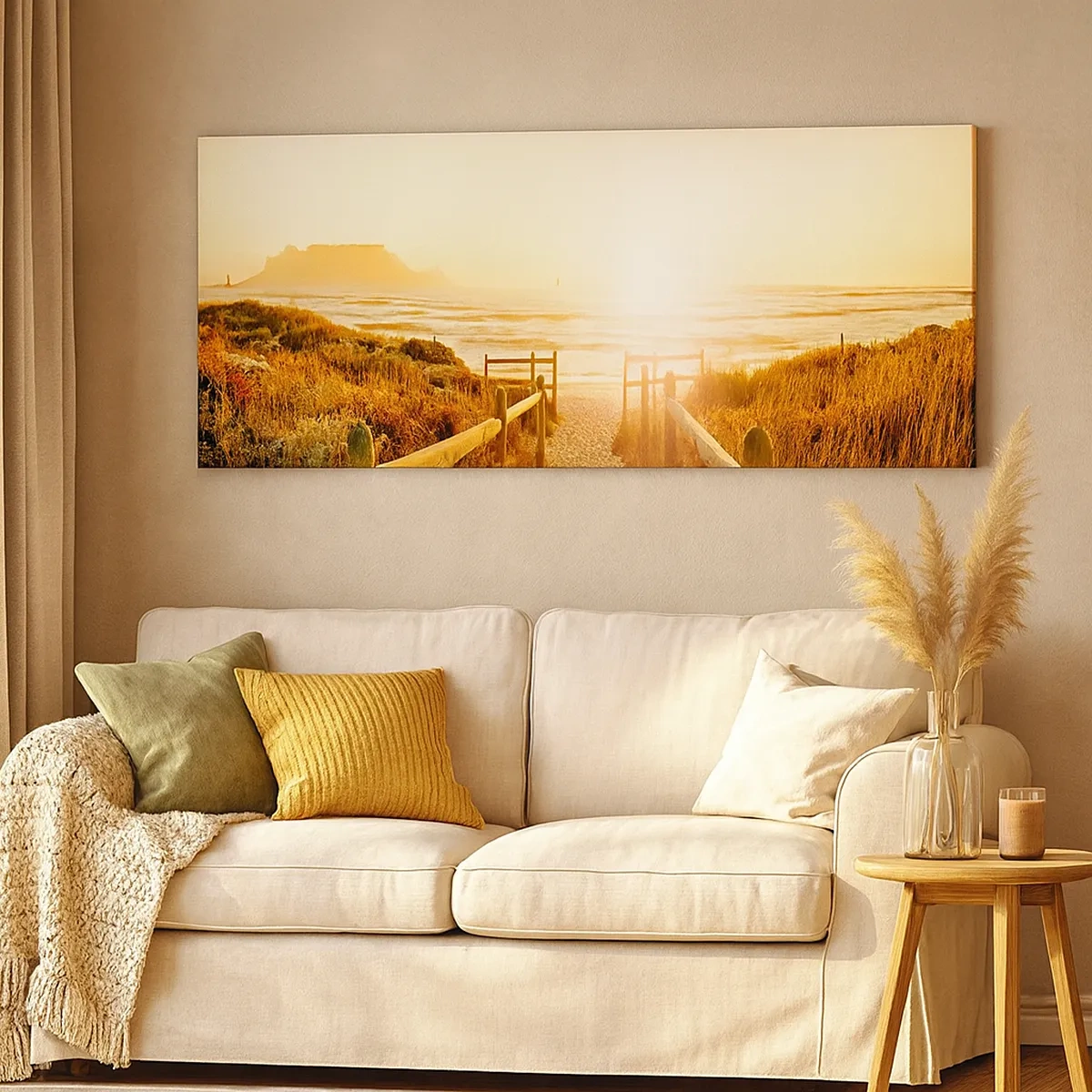 Lærredstryk - Billede på lærred - Over klitten, mod solen - 30x30 cm