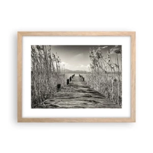 Plakat i ramme af lyst egetræ - I græssernes fred - 40x30 cm