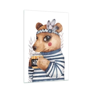 Billede på glas - Søde bjørn - 70x100 cm