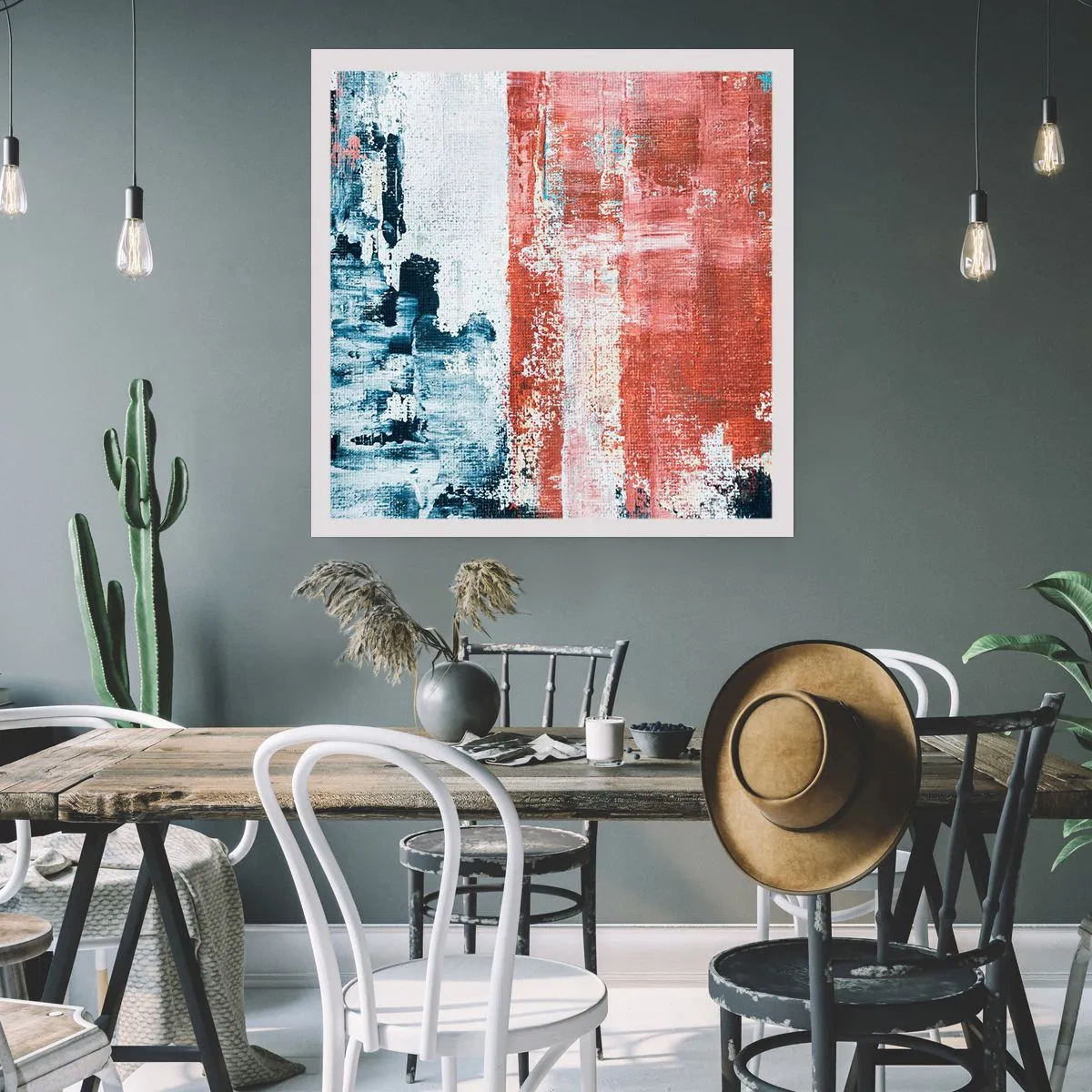Plakat - Abstrakt halvt og halvt - 30x30 cm